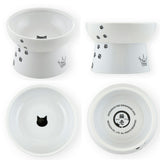 Necoichi Elevated Whiskers-Friendly Cat Food Bowl in Ergonomic Porcelain - Regular Size
