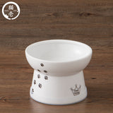 Necoichi Elevated Whiskers-Friendly Cat Food Bowl in Ergonomic Porcelain - Regular Size