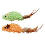 Petio” Moja-Moja" Shaggy Mouse Toy with Feather Tail