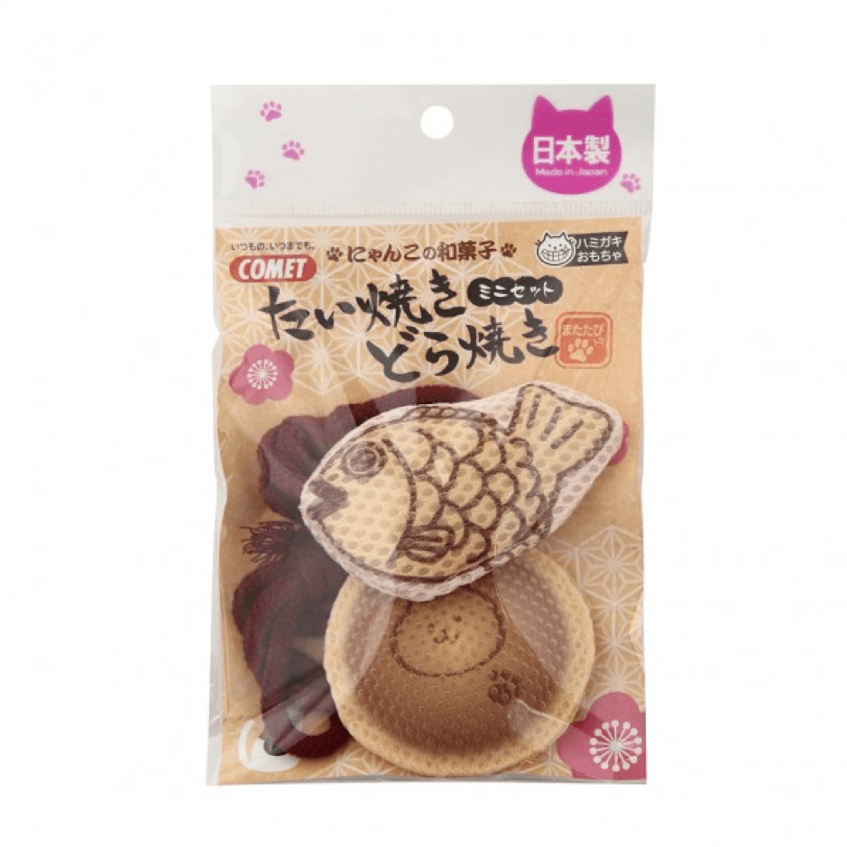 Japan COMET Catnip Teeth Cleaning Toy - Taiyaki & Dorayaki Mini Combo - Cats1stUK