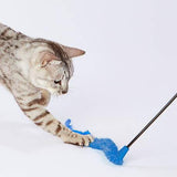 Petio Blue Toy Range ~ Extra Long Furry Tail with Feather Teaser - Cats1stUK