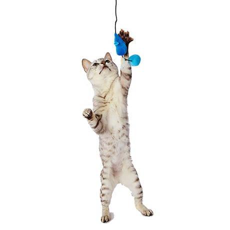 Petio Blue Toy Range ~ Furry Mouse and Ball Teaser - Cats1stUK